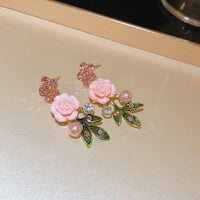 Thumbnail for Delicate Pearl Rhinestone Inlaid Enamel Camellia Flower Necklace Bracelet Earrings - ArtGalleryZen