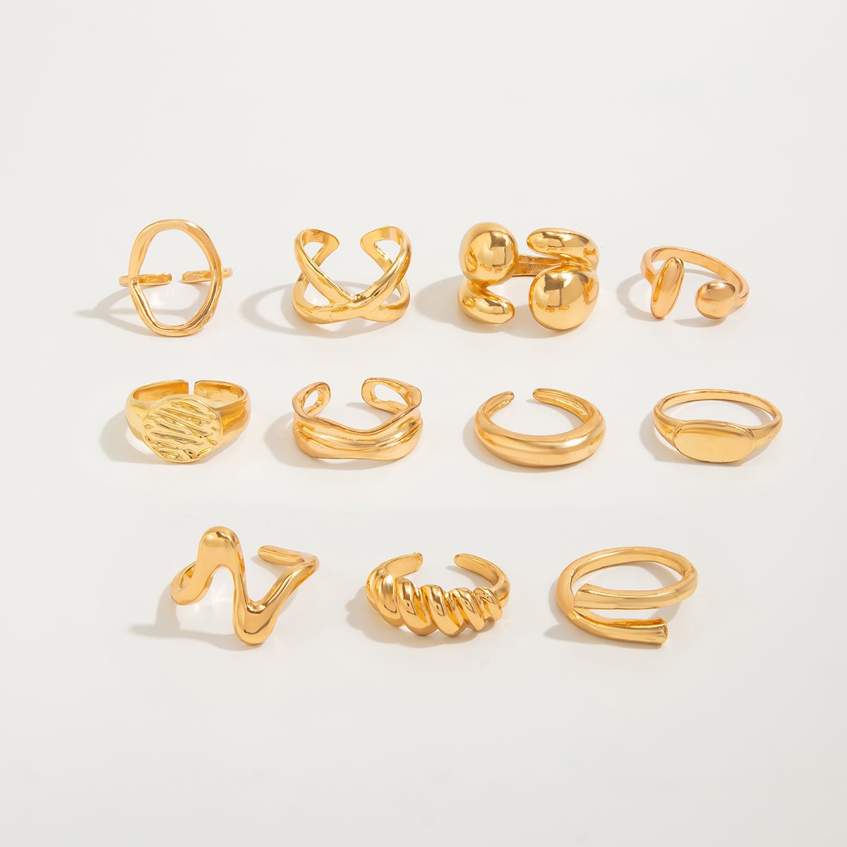 Elegant 11pcs Heart Waterdrop Twisted Ring Set - ArtGalleryZen