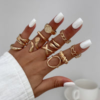 Thumbnail for Elegant 11pcs Heart Waterdrop Twisted Ring Set - ArtGalleryZen