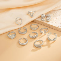 Thumbnail for Elegant 11pcs Heart Waterdrop Twisted Ring Set - ArtGalleryZen