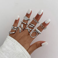 Thumbnail for Elegant 11pcs Heart Waterdrop Twisted Ring Set - ArtGalleryZen