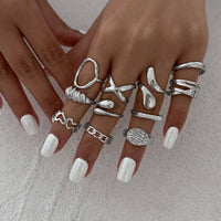 Thumbnail for Elegant 11pcs Heart Waterdrop Twisted Ring Set - ArtGalleryZen