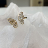 Thumbnail for Elegant 2pcs CZ Inlaid Enamel Butterfly Flower Open Ring Set - ArtGalleryZen