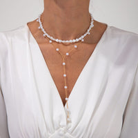 Thumbnail for Elegant 2pcs Gold Plated Pearl Chain Y Necklace Set - ArtGalleryZen