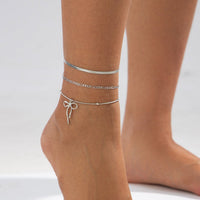 Thumbnail for Elegant 3pcs Bowknot Charm Herringbone Chain Anklet Set - ArtGalleryZen