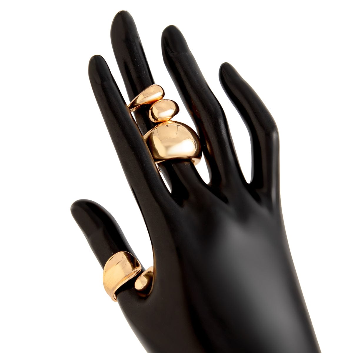 Elegant 3pcs Gold Silver Tone Glossy Waterdrop Ring Set - ArtGalleryZen