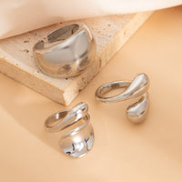 Thumbnail for Elegant 3pcs Gold Silver Tone Glossy Waterdrop Ring Set - ArtGalleryZen