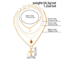 Thumbnail for Elegant 4pcs Cross Flower Pearl Pendant Crystal Chain Necklace Set - ArtGalleryZen