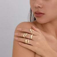 Thumbnail for Elegant 4Pcs Metallic Waterdrop Open Ring Set - ArtGalleryZen