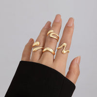 Thumbnail for Elegant 4Pcs Metallic Waterdrop Open Ring Set - ArtGalleryZen