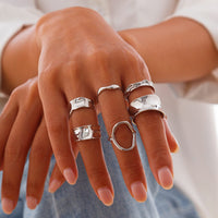 Thumbnail for Elegant 6Pcs Geometric Patterns Ring Set - ArtGalleryZen