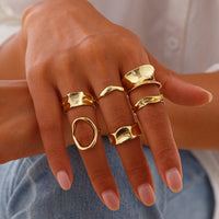 Thumbnail for Elegant 6Pcs Geometric Patterns Ring Set - ArtGalleryZen