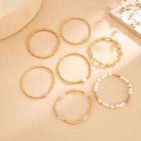 Thumbnail for Elegant 7pcs Star Cross Charm Pearl Beaded Chain Bracelet Set - ArtGalleryZen