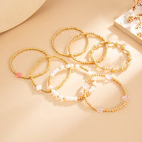 Thumbnail for Elegant 7pcs Star Cross Charm Pearl Beaded Chain Bracelet Set - ArtGalleryZen