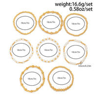 Thumbnail for Elegant 8pcs Gold Plated Pearl Beaded Chain Bracelet Set - ArtGalleryZen