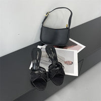 Thumbnail for Elegant Bowknot Mesh Round Head Thin Heel Sandals - ArtGalleryZen