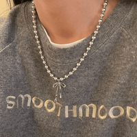 Thumbnail for Elegant Bowknot Pendant Grey Pearl Chain Necklace - ArtGalleryZen