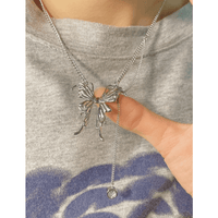 Thumbnail for Elegant Butterfly Charm Rhinestone Chain Tassel Y Necklace - ArtGalleryZen