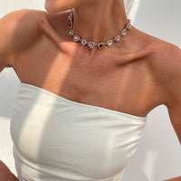 Thumbnail for Elegant Colorful CZ Inlaid Heart Chain Necklace - ArtGalleryZen