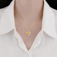Thumbnail for Elegant CZ Inlaid Braided Heart Necklace - ArtGalleryZen