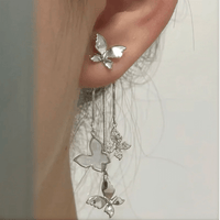 Thumbnail for Elegant CZ Inlaid Enamel Butterfly Tassel Earrings - ArtGalleryZen