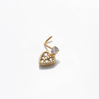 Thumbnail for Elegant CZ Inlaid Stainless Steel Heart Snowflake Floral Nose Piercing Nose Stud - ArtGalleryZen