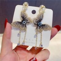 Thumbnail for Elegant Embroidery Butterfly Tassel Earrings - ArtGalleryZen
