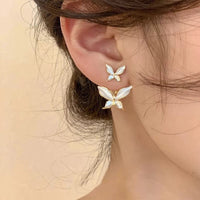 Thumbnail for Elegant Enamel Duo Butterfly Earrings - ArtGalleryZen
