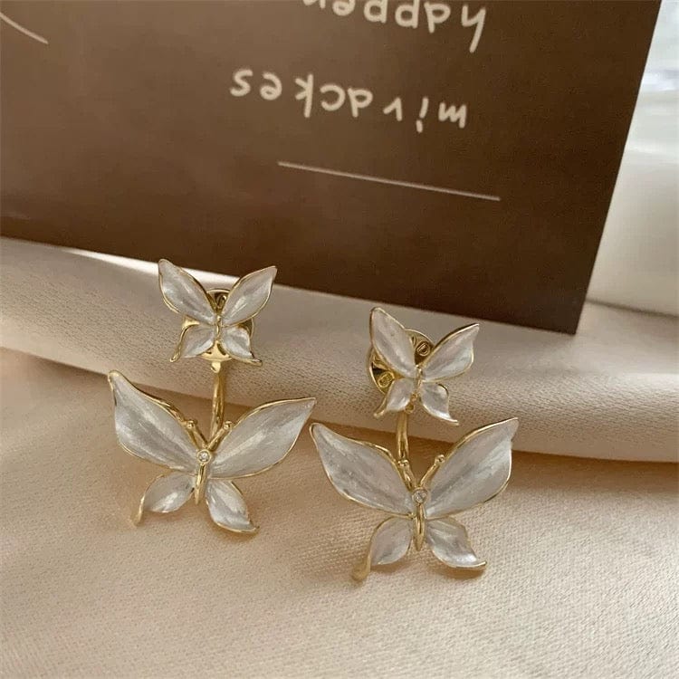 Elegant Enamel Duo Butterfly Earrings - ArtGalleryZen