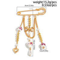 Thumbnail for Elegant Floral Ceramic Beads Bow Heart Tassel Pin Brooch - ArtGalleryZen