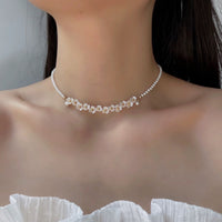 Thumbnail for Elegant Flower Pearl Beaded Chain Necklace - ArtGalleryZen
