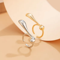 Thumbnail for Elegant Geometric Metallic Waterdrop Open Ring - ArtGalleryZen