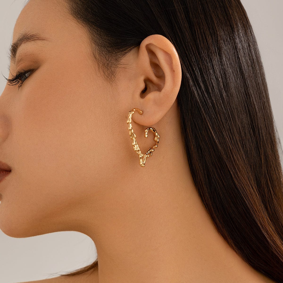 Elegant Gold Silver Plated Melting Heart Stud Earrings - ArtGalleryZen