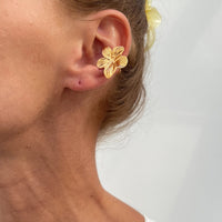 Thumbnail for Elegant Gold Silver Tone Flower Ear Cuff Earring - ArtGalleryZen