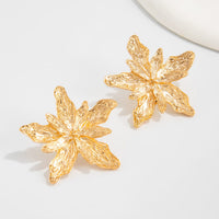 Thumbnail for Elegant Gold Silver Tone Textured Flower Earrings - ArtGalleryZen