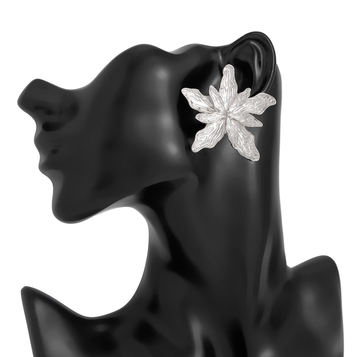 Elegant Gold Silver Tone Textured Flower Earrings - ArtGalleryZen