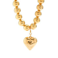 Thumbnail for Elegant Heart Pendant Chunky Ball Chain Choker Necklace - ArtGalleryZen
