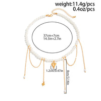 Thumbnail for Elegant Heart Pendant Pearl Chain Tassel Necklace - ArtGalleryZen
