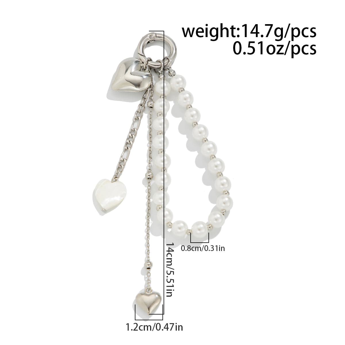 Elegant Heart Shell Pendant Pearl Keychain - ArtGalleryZen