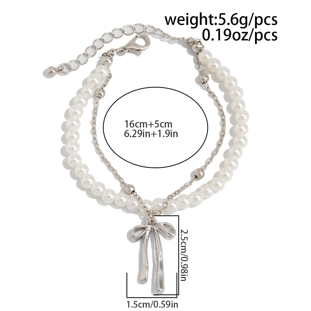 Elegant Layered Bowknot Pendant Pearl Chain Bracelet - ArtGalleryZen