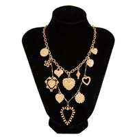 Thumbnail for Elegant Layered Hollow Floral Heart Pendant Curb Chain Necklace - ArtGalleryZen