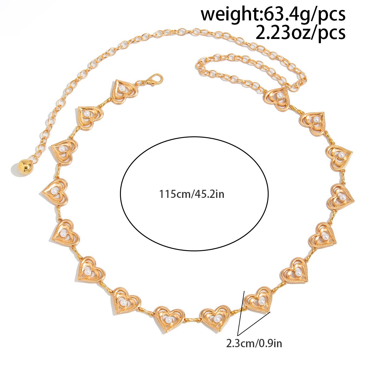 Elegant Layered Hollow Heart Pearl Waist Chain - ArtGalleryZen