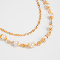 Thumbnail for Elegant Layered Silver Tone Cross Pendant Pearl Trouser Chain - ArtGalleryZen