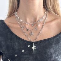 Thumbnail for Elegant Layered Star Spiral Pendant Curb Chain Necklace Set - ArtGalleryZen