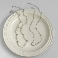 Thumbnail for Elegant Layered Star Pearl Chain Beaded Necklace Set - ArtGalleryZen