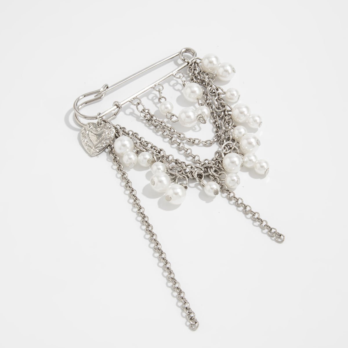 Elegant Pearl Heart Tassel Trouser Pin - ArtGalleryZen