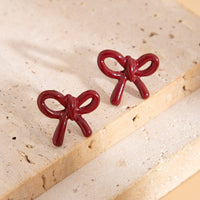 Thumbnail for Elegant Red Enamel Bowknot Earrings - ArtGalleryZen