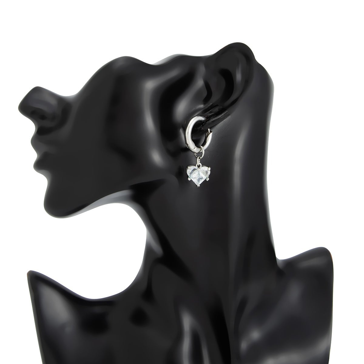 Elegant Rhinestone Heart Pearl Dangle Huggie Hoop Earrings - ArtGalleryZen