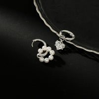 Thumbnail for Elegant Rhinestone Heart Pearl Dangle Huggie Hoop Earrings - ArtGalleryZen
