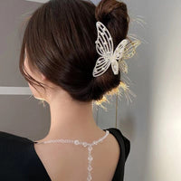 Thumbnail for Elegant Rhinestone Pearl Inlaid Butterfly Chignon Claw Clip Hair Clip - ArtGalleryZen